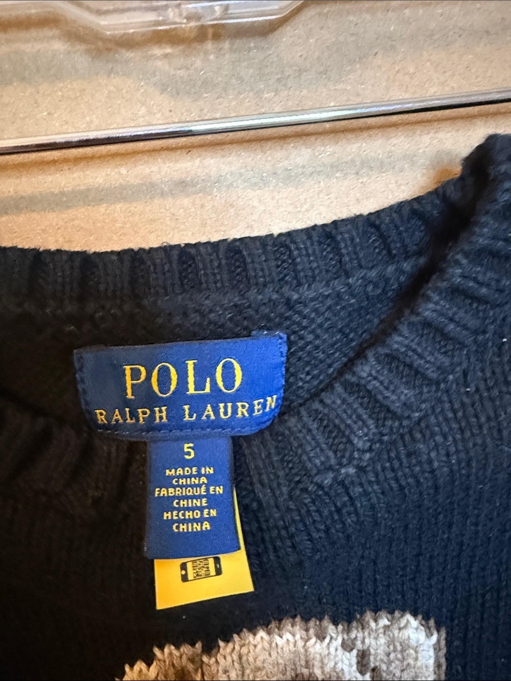 Polo by Ralph Lauren Black Crewneck Sweater with Bear Motif - Picture 4 of 6